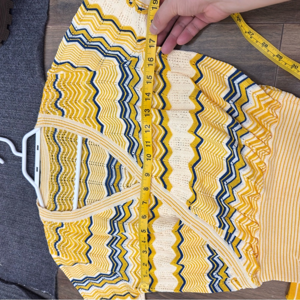 Women’s Summer Striped Yellow and Blue Knit dress set for vacation size S-M - Picture 8 of 10